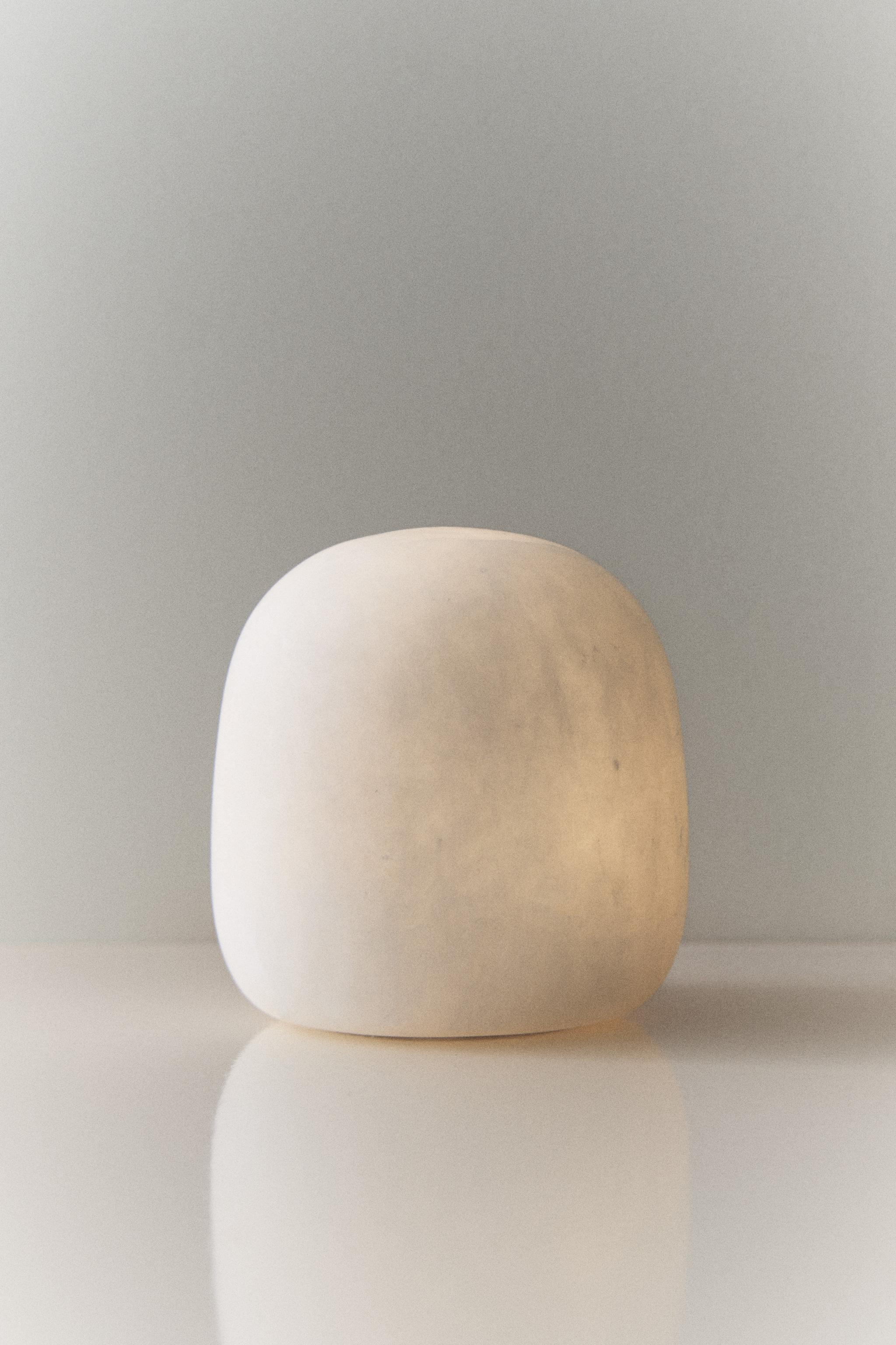ALABASTER SEMI-OVAL TABLE LAMP